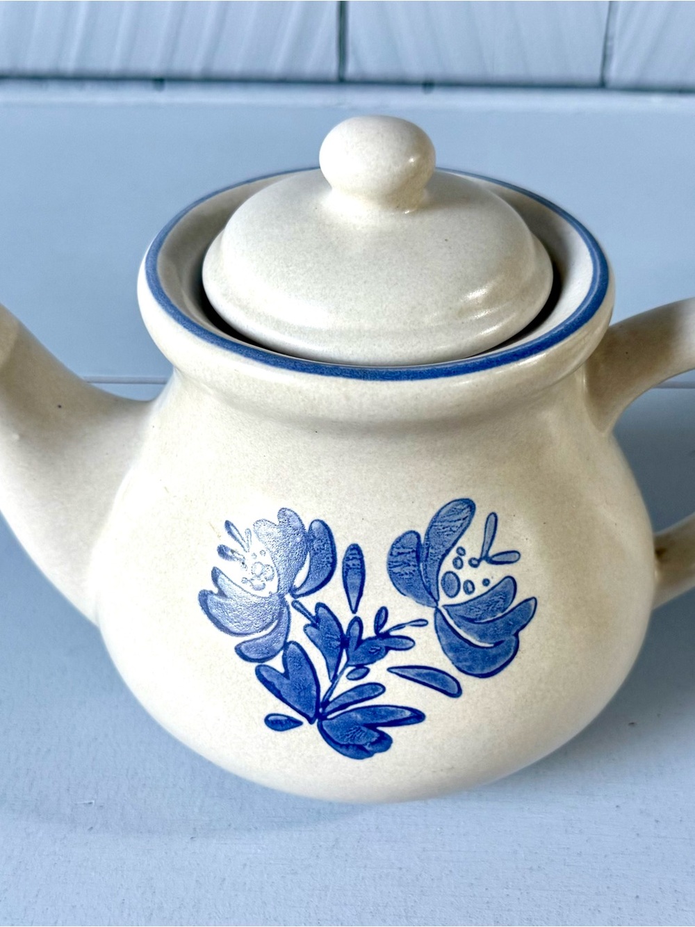 Vintage Pfaltzgraff Yorktowne Blue Floral Teapot